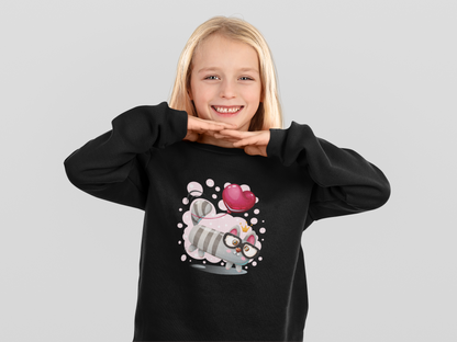 Mini gato de dibujos animados con globo de corazón - Sudadera infantil tipo jersey Mini Changer 2.0 ST/ST SH