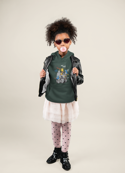 Camión monstruo de dibujos animados con amigos - Sudadera con capucha de felpa de peso medio de alta calidad para adolescentes - Disponible en todo el mundo - GL