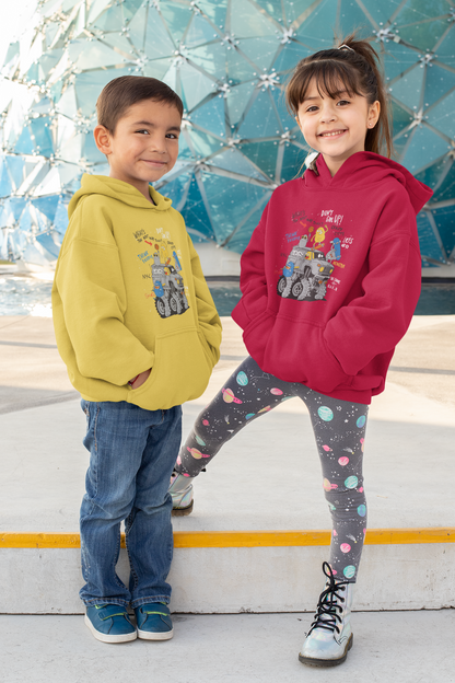 Camión monstruo de dibujos animados con amigos - Sudadera con capucha de felpa de peso medio de alta calidad para adolescentes - Disponible en todo el mundo - GL