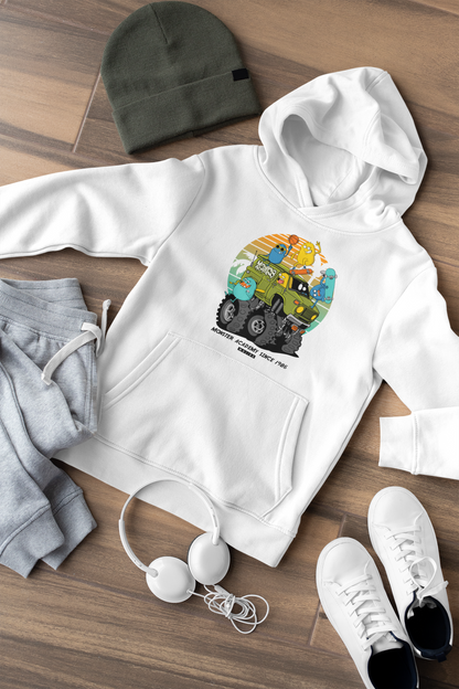 Cartoon Monster Truck mit Freunde Vintage - Hochwertiger Mittelschwerer Fleece-Hoodie für Jugendliche - Weltweit Verfügbar - GL