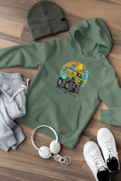 Cartoon Monster Truck mit Freunde Vintage - Hochwertiger Mittelschwerer Fleece-Hoodie für Jugendliche - Weltweit Verfügbar - GL