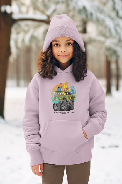 Cartoon Monster Truck mit Freunde Vintage - Hochwertiger Mittelschwerer Fleece-Hoodie für Jugendliche - Weltweit Verfügbar - GL