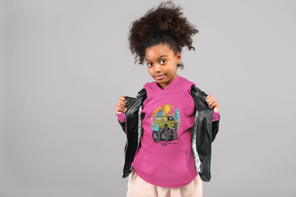 Cartoon Monster Truck mit Freunde Vintage - Hochwertiger Mittelschwerer Fleece-Hoodie für Jugendliche - Weltweit Verfügbar - GL