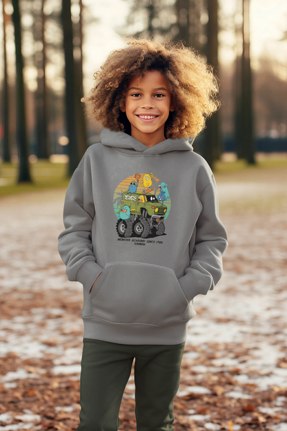 Cartoon Monster Truck mit Freunde Vintage - Hochwertiger Mittelschwerer Fleece-Hoodie für Jugendliche - Weltweit Verfügbar - GL