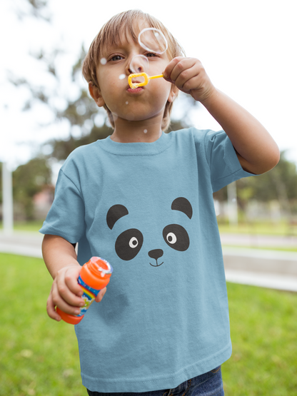Cartoon Panda Gesicht Kinder T-Shirt Kurzarm-Shirt Bio Baumwolle Hochwertig Langlebig SH