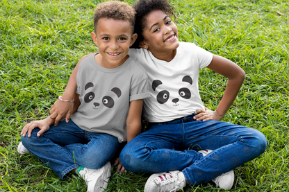 Cartoon Panda Gesicht Kinder T-Shirt Kurzarm-Shirt Bio Baumwolle Hochwertig Langlebig SH