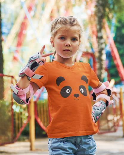 Cartoon Panda Gesicht Kinder T-Shirt Kurzarm-Shirt Bio Baumwolle Hochwertig Langlebig SH