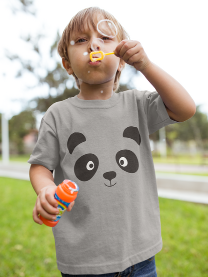 Cartoon Panda Gesicht Kinder T-Shirt Kurzarm-Shirt Bio Baumwolle Hochwertig Langlebig SH