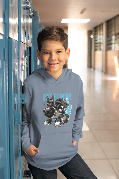 Cartoon Streetwear Rocket Now! - Hochwertiger Mittelschwerer Fleece-Hoodie für Jugendliche - Weltweit Verfügbar - GL