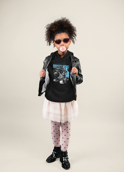 Cartoon Streetwear Rocket Now! - Hochwertiger Mittelschwerer Fleece-Hoodie für Jugendliche - Weltweit Verfügbar - GL