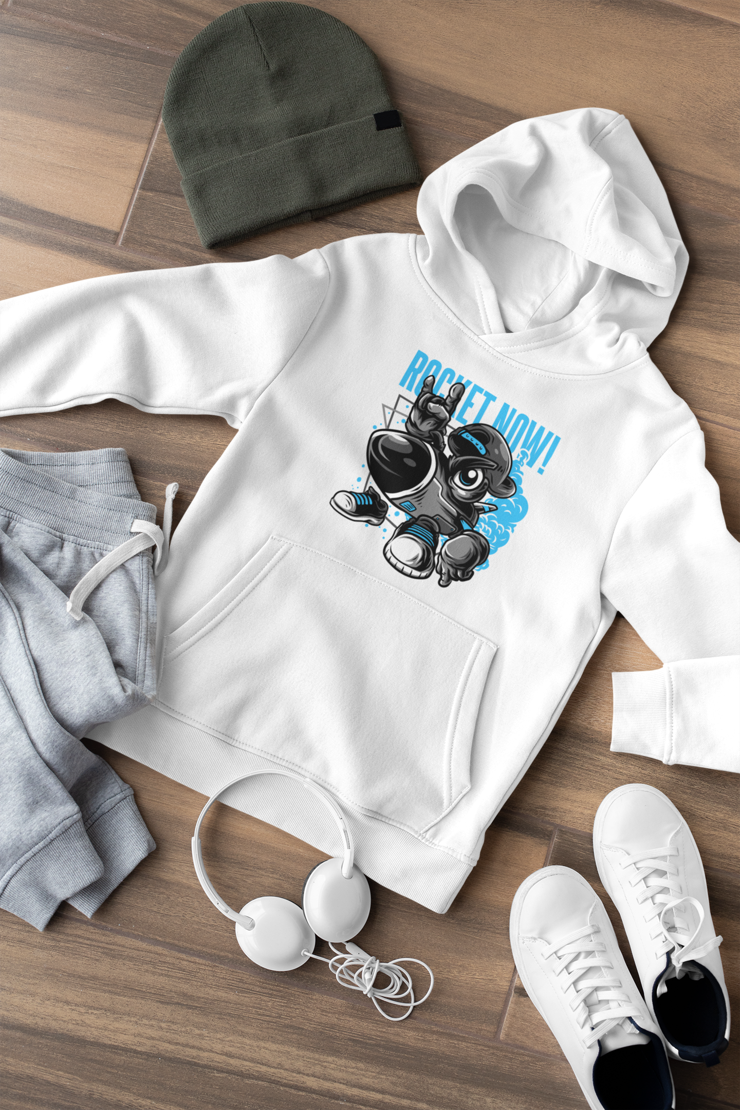 Kinder Hoodie Pullover Bio Baumwolle Hochwertig Langlebig - Cartoon Streetwear Rocket Now! - Mini Cruiser Hoodie 2.0 ST/ST SH