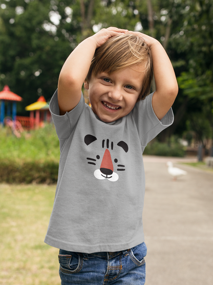 Cartoon Tiger Gesicht Kinder T-Shirt Kurzarm-Shirt Bio Baumwolle Hochwertig Langlebig SH