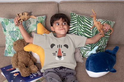 Cartoon Tiger Gesicht Kinder T-Shirt Kurzarm-Shirt Bio Baumwolle Hochwertig Langlebig SH