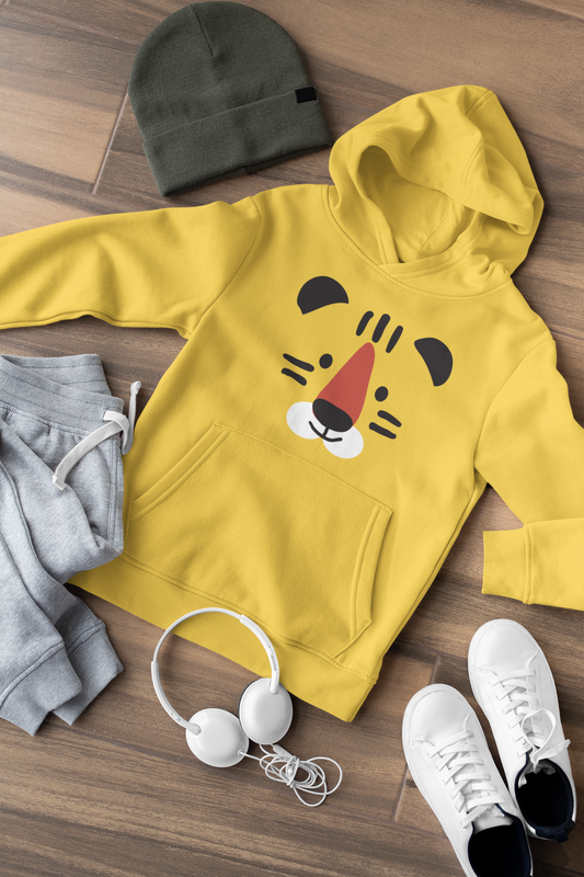 Hochwertiger Mittelschwerer Fleece-Hoodie für Jugendliche - Cartoon süßes Löwengesicht - Weltweit verfügbar - GL