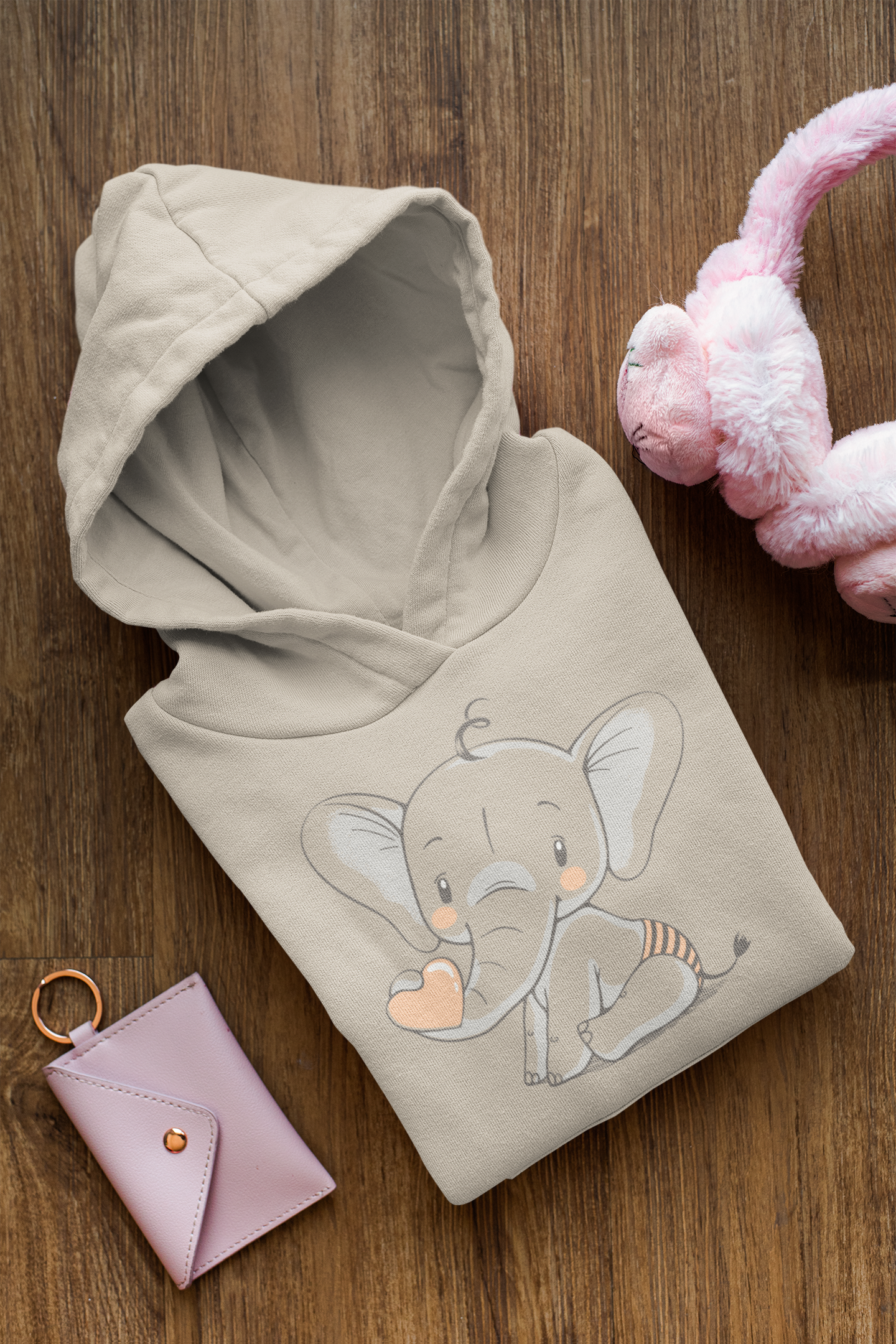 Cartoon Babyelefant mit Herz - Baby Cruiser Hoodie Baby Kleinkinder Kapuzenpullover SK