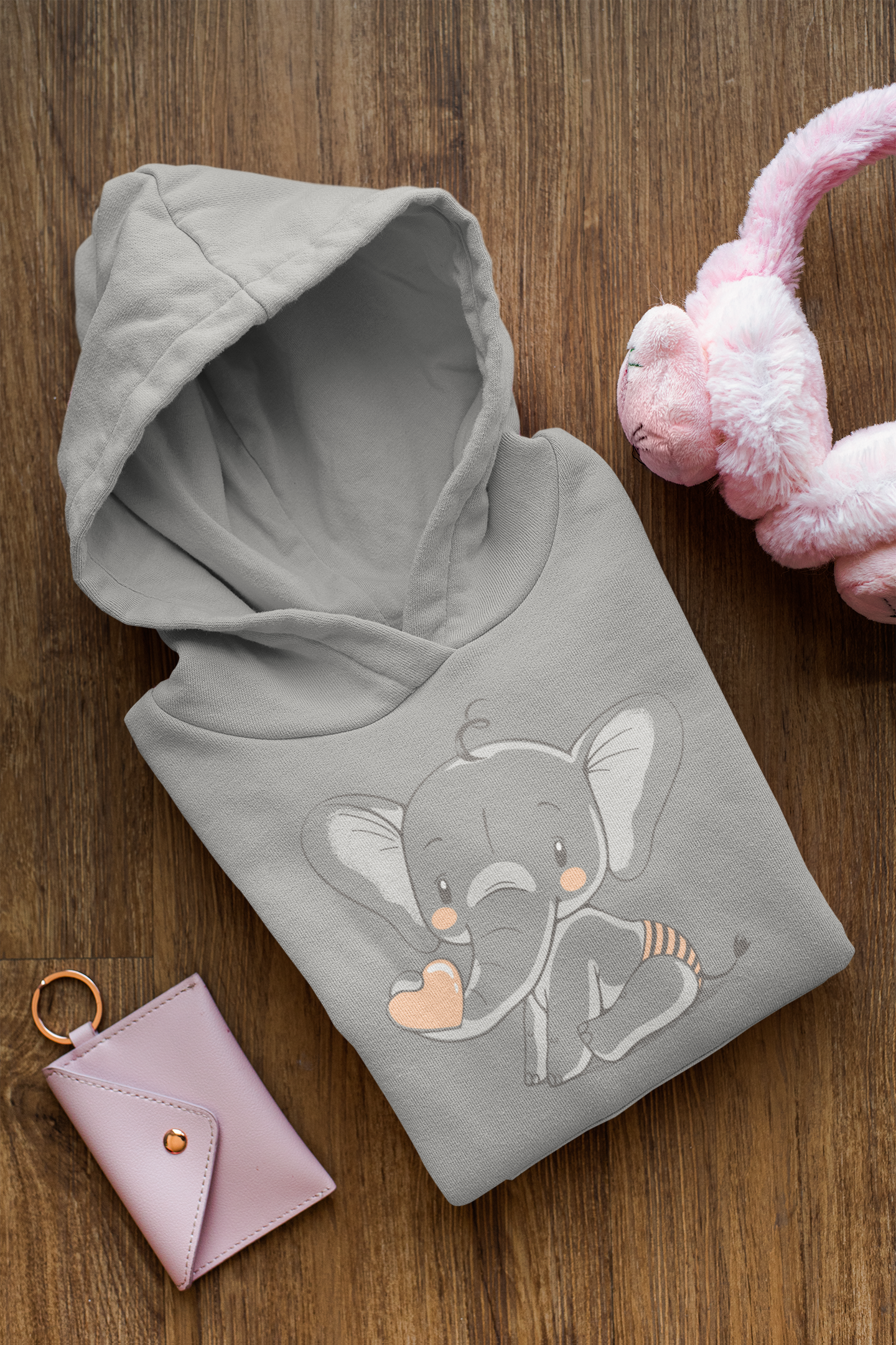 Cartoon Babyelefant mit Herz - Baby Cruiser Hoodie Baby Kleinkinder Kapuzenpullover SK