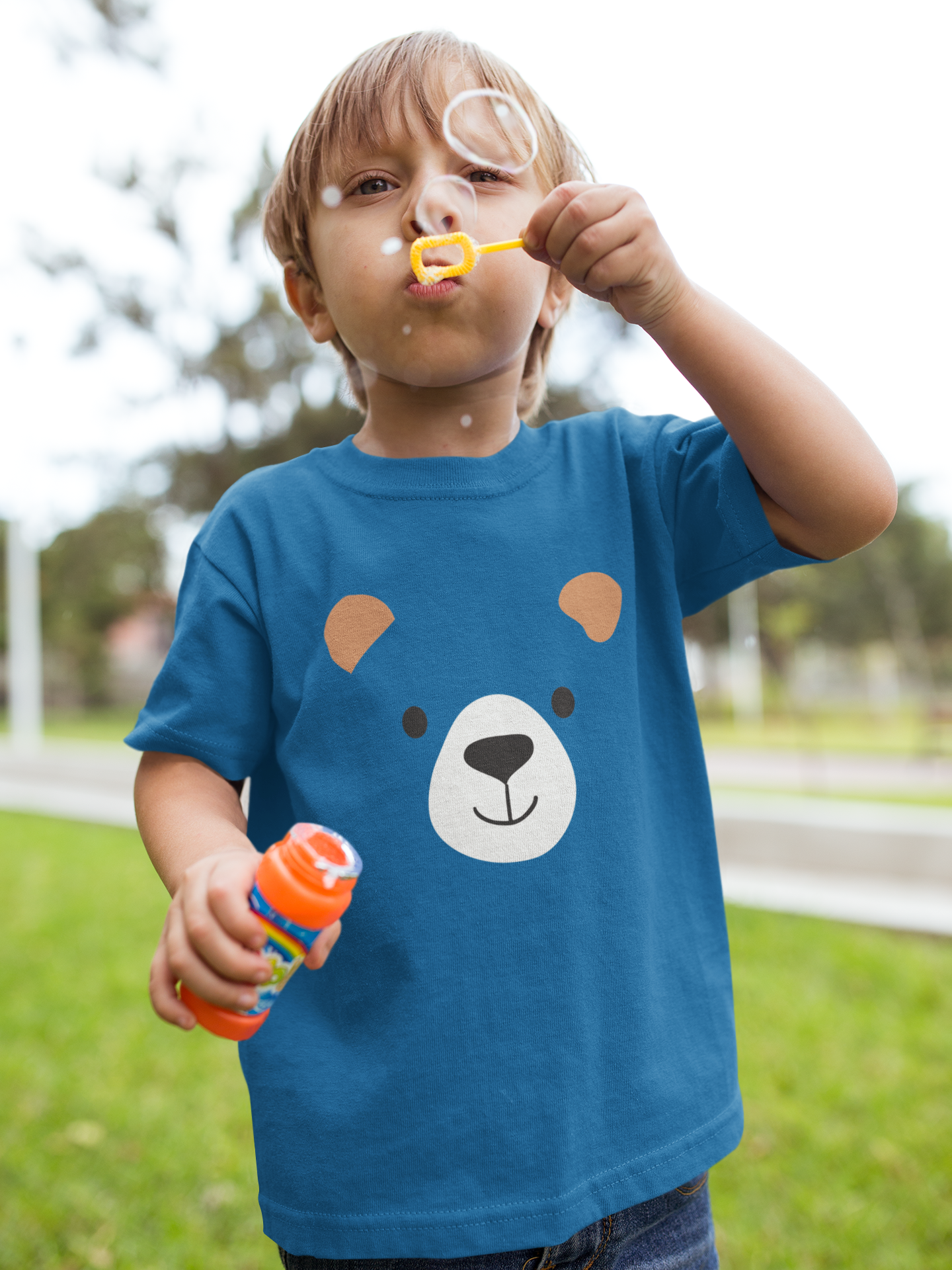 Cartoon Bear Face T-Shirt Kids