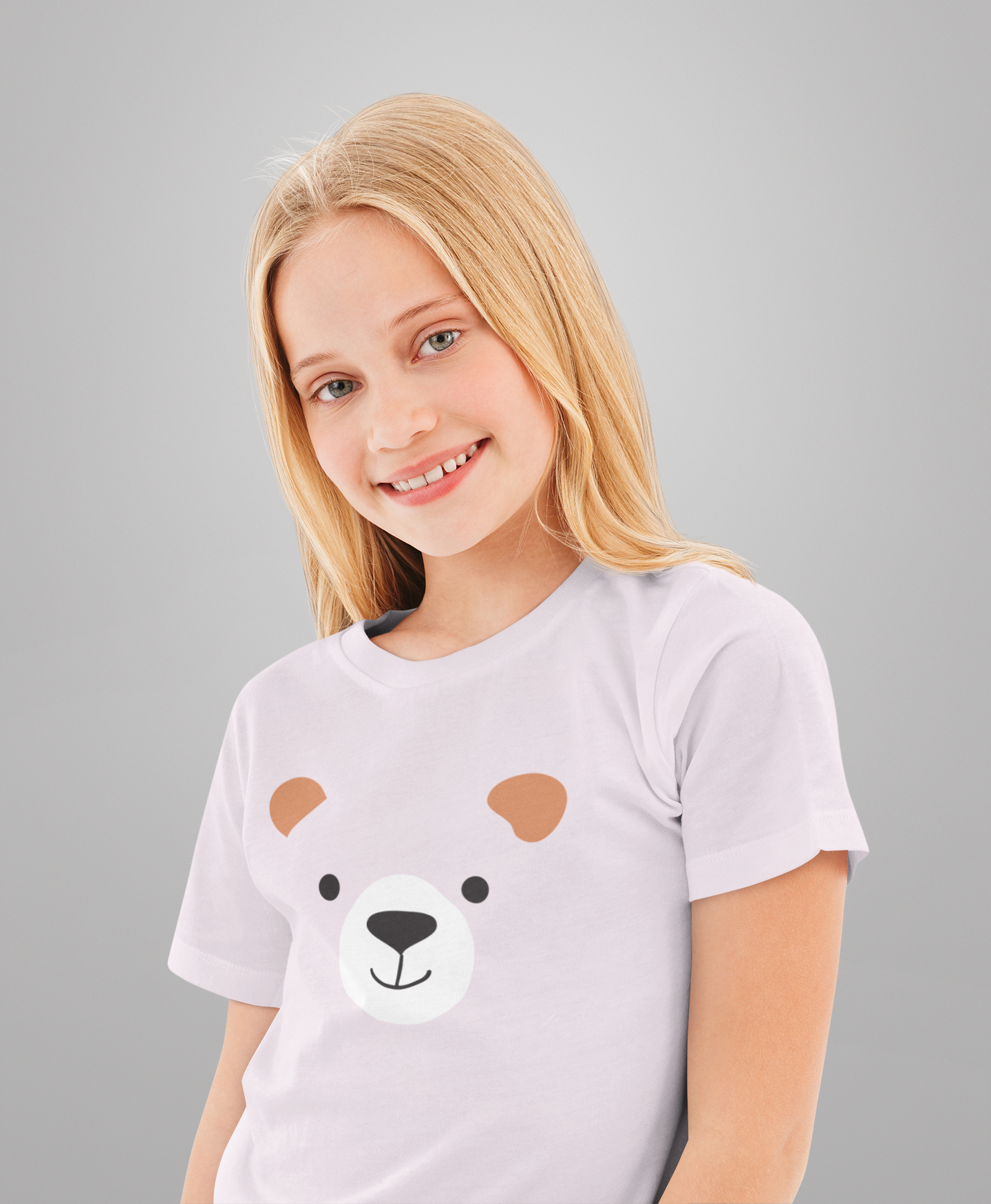 Cartoon Bear Face T-Shirt Kids