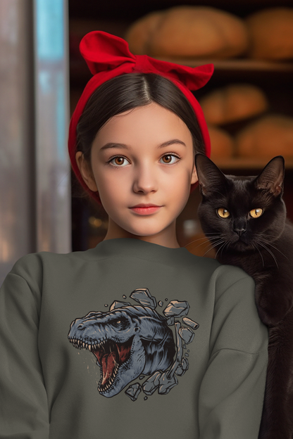 Cartoon Dino T-Rex Kopf bricht durch Wand - Mini Changer Sweatshirt 2.0 ST/ST SH Kinder Pullover