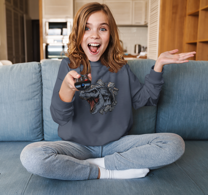 Cartoon Dino T-Rex Kopf bricht durch Wand - Mini Changer Sweatshirt 2.0 ST/ST SH Kinder Pullover