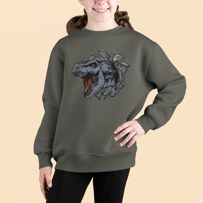Cartoon Dino T-Rex Kopf bricht durch Wand - Mini Changer Sweatshirt 2.0 ST/ST SH Kinder Pullover