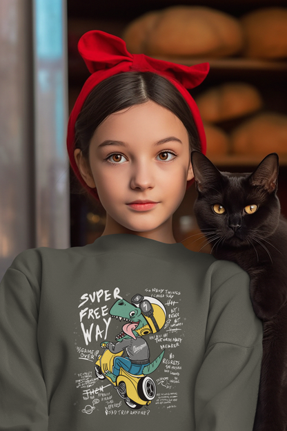Cartoon Dinospeed auf Motorroller Super free Way - Mini Changer Sweatshirt 2.0 ST/ST SH Kinder Pullover