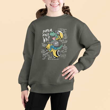 Cartoon Dinospeed auf Motorroller Super free Way - Mini Changer Sweatshirt 2.0 ST/ST SH Kinder Pullover
