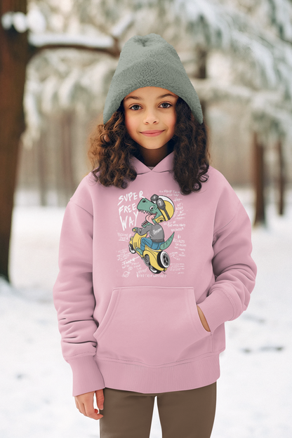 Cartoon Dinospeed auf Motorroller - Mini Cruiser Hoodie 2.0 Kinder Kapuzenpullover SK
