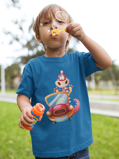 Cartoon Drache im Auto T-Shirt Kids SK