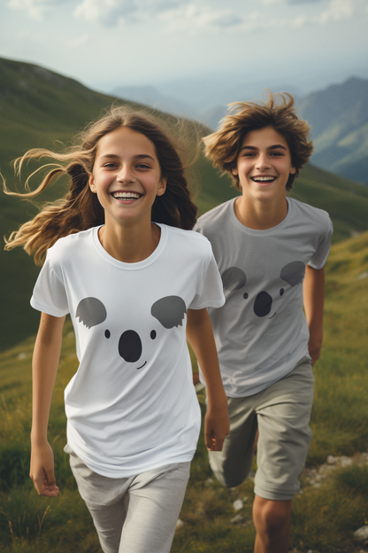 Camiseta infantil con estampado de cara de koala de dibujos animados SK