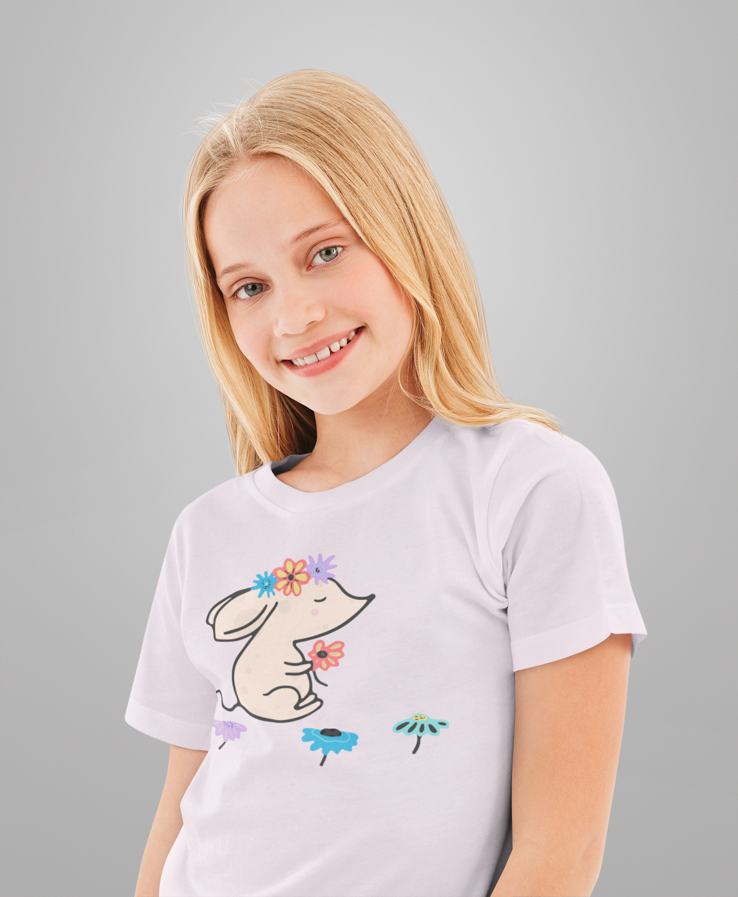 Cartoon Mouse with Flowers T-Shirt Kids