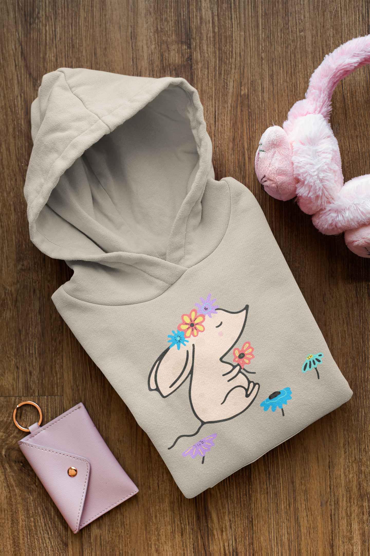 Cartoon Maus mit Blumen - Baby Cruiser Hoodie Baby Kleinkinder Kapuzenpullover SK