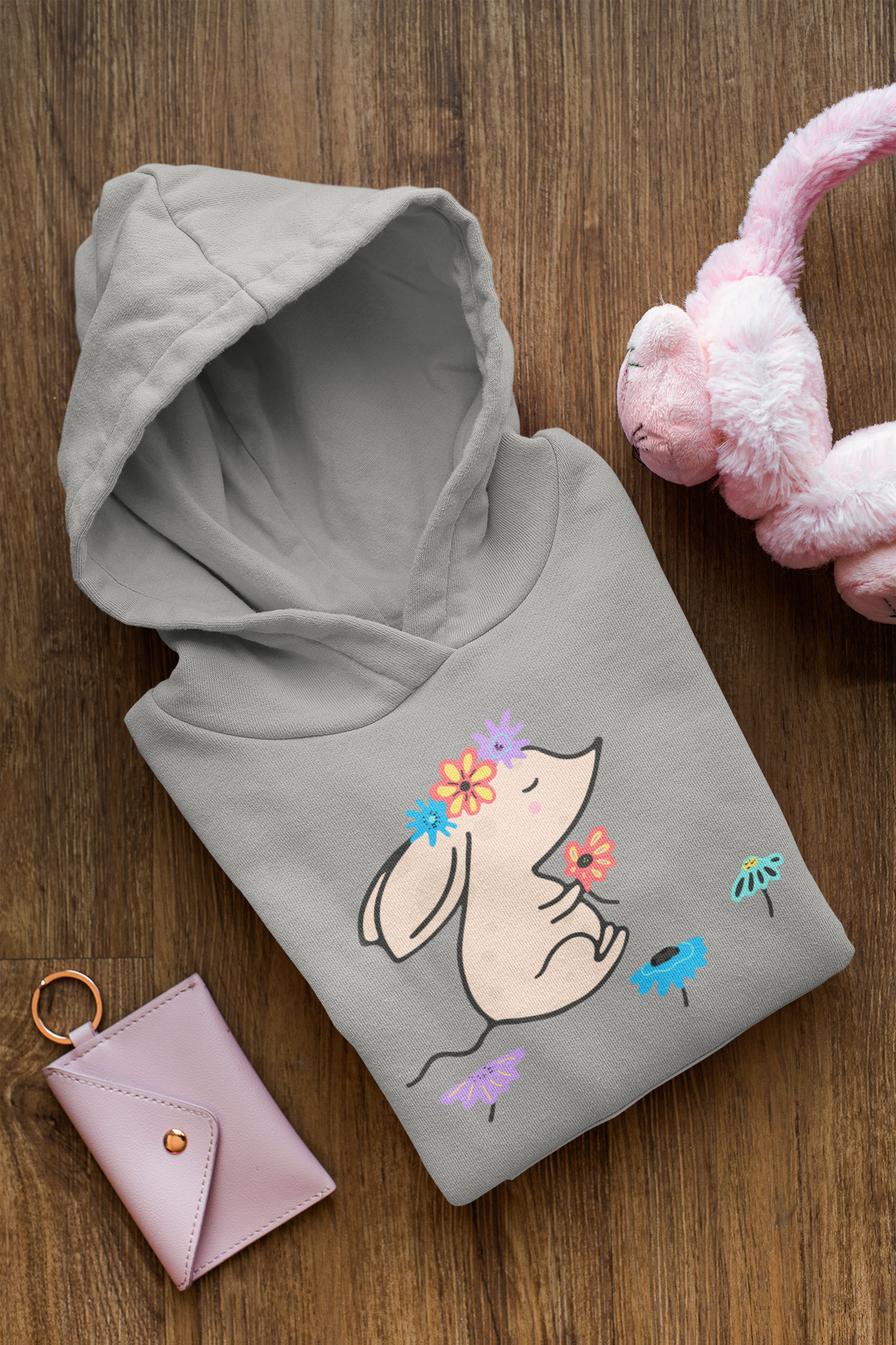 Cartoon Maus mit Blumen - Baby Cruiser Hoodie Baby Kleinkinder Kapuzenpullover SK