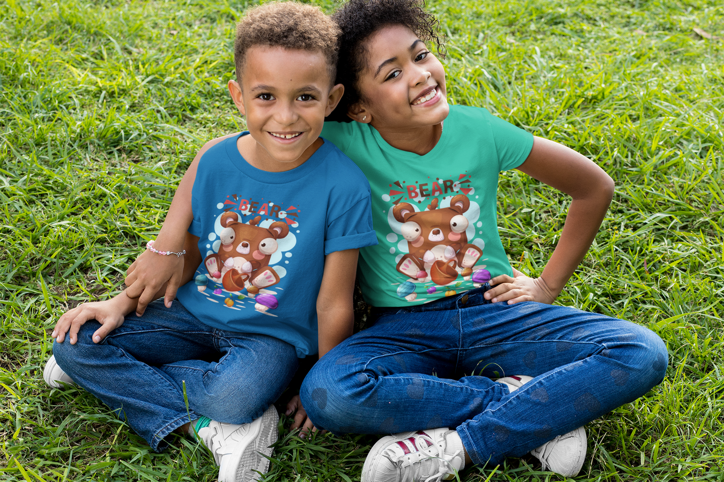 Cartoon Mini Baer mit Pilzen T-Shirt Kids SK