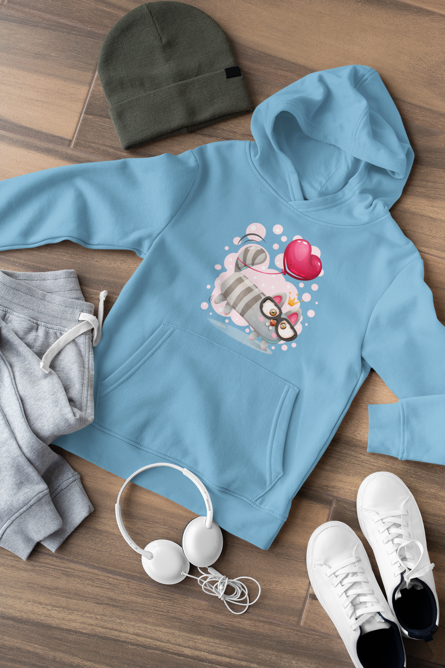 Cartoon Mini Katze mit Herzluftballon - Mini Cruiser Hoodie 2.0 SK