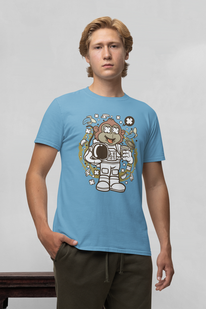 Cartoon Monkey Astronaut Front - Unisex Erwachsenen Bio Baumwolle Kurzarm Shirt Creator T-Shirt 2.0 ST/ST SK