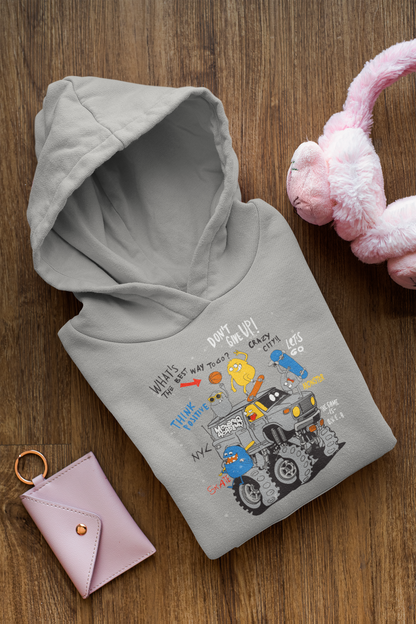 Camioneta monstruo de dibujos animados con amigos - Sudadera con capucha Baby Cruiser Sudadera con capucha para bebé niño pequeño SK