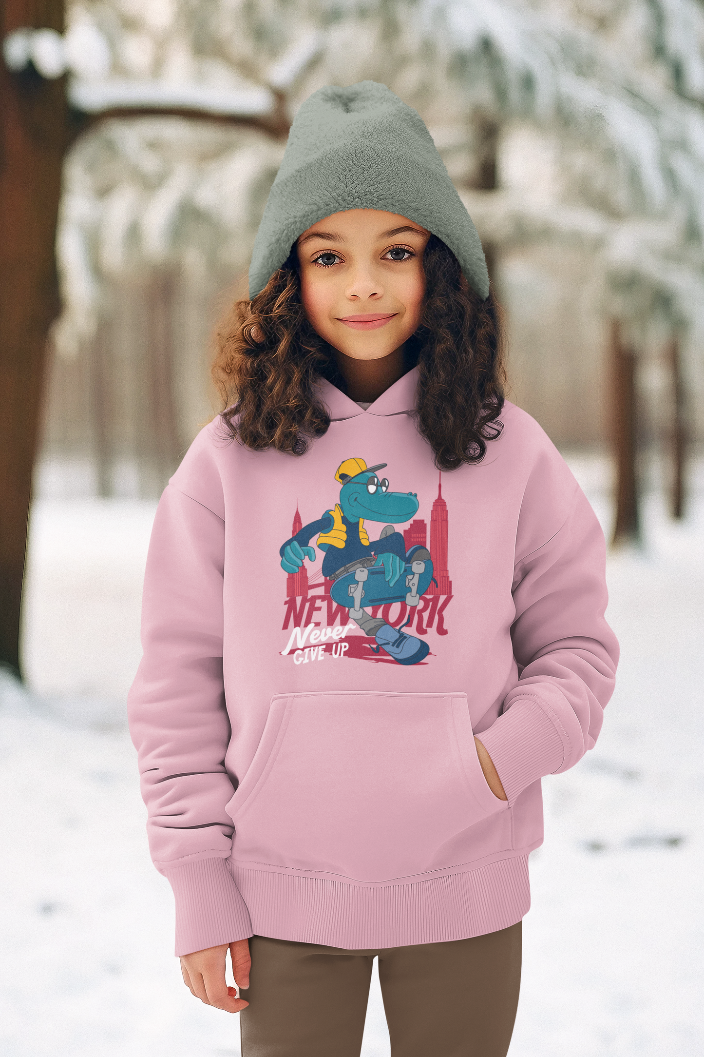 Cartoon Never give up - Mini Cruiser Hoodie 2.0 Kinder Kapuzenpullover SK