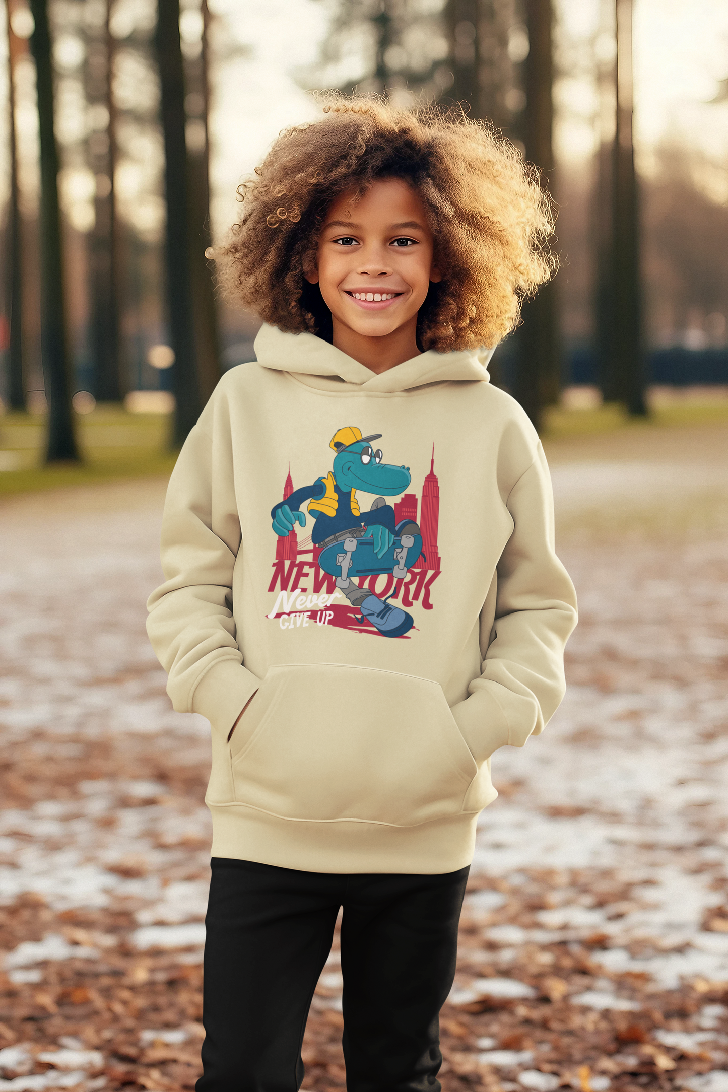 Cartoon Never give up - Mini Cruiser Hoodie 2.0 Kinder Kapuzenpullover SK