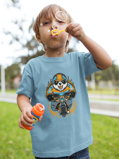 Camiseta infantil Panda Biker de dibujos animados - Mini Creator 2.0 SK