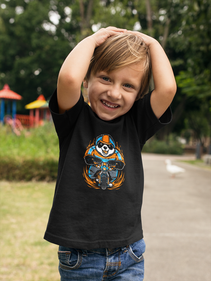 Camiseta infantil Panda Biker de dibujos animados - Mini Creator 2.0 SK