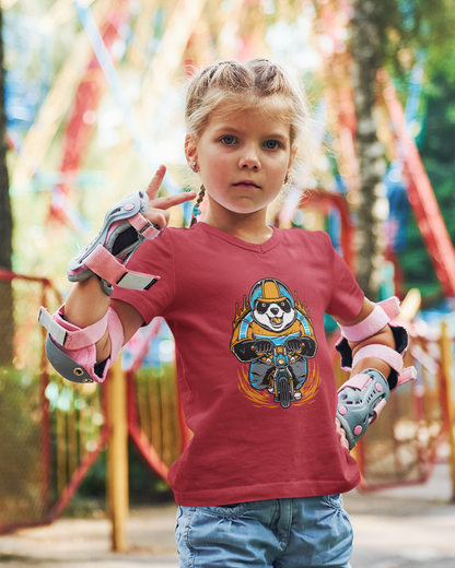 Camiseta infantil Panda Biker de dibujos animados - Mini Creator 2.0 SK