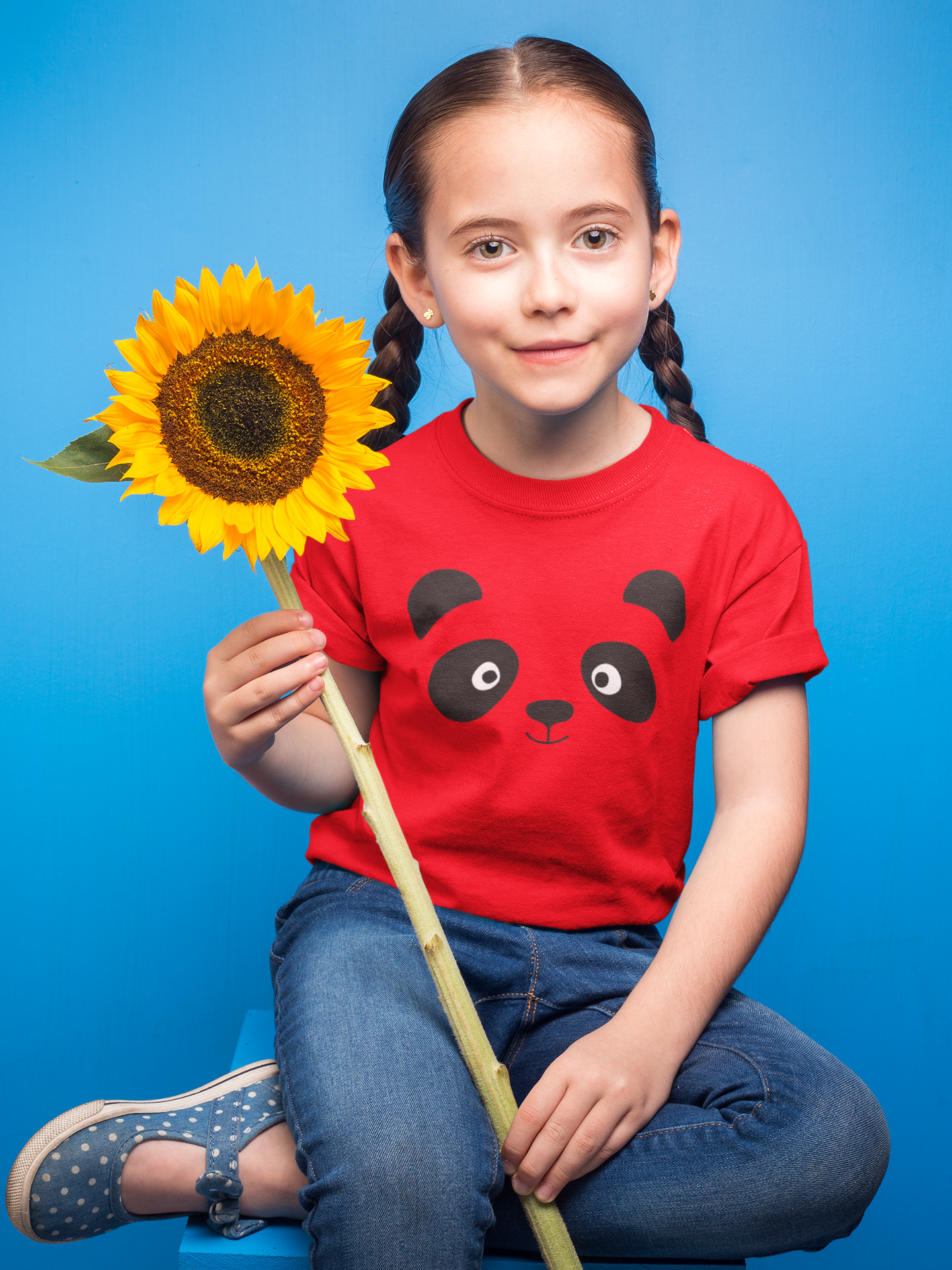 Camiseta infantil con cara de panda de dibujos animados