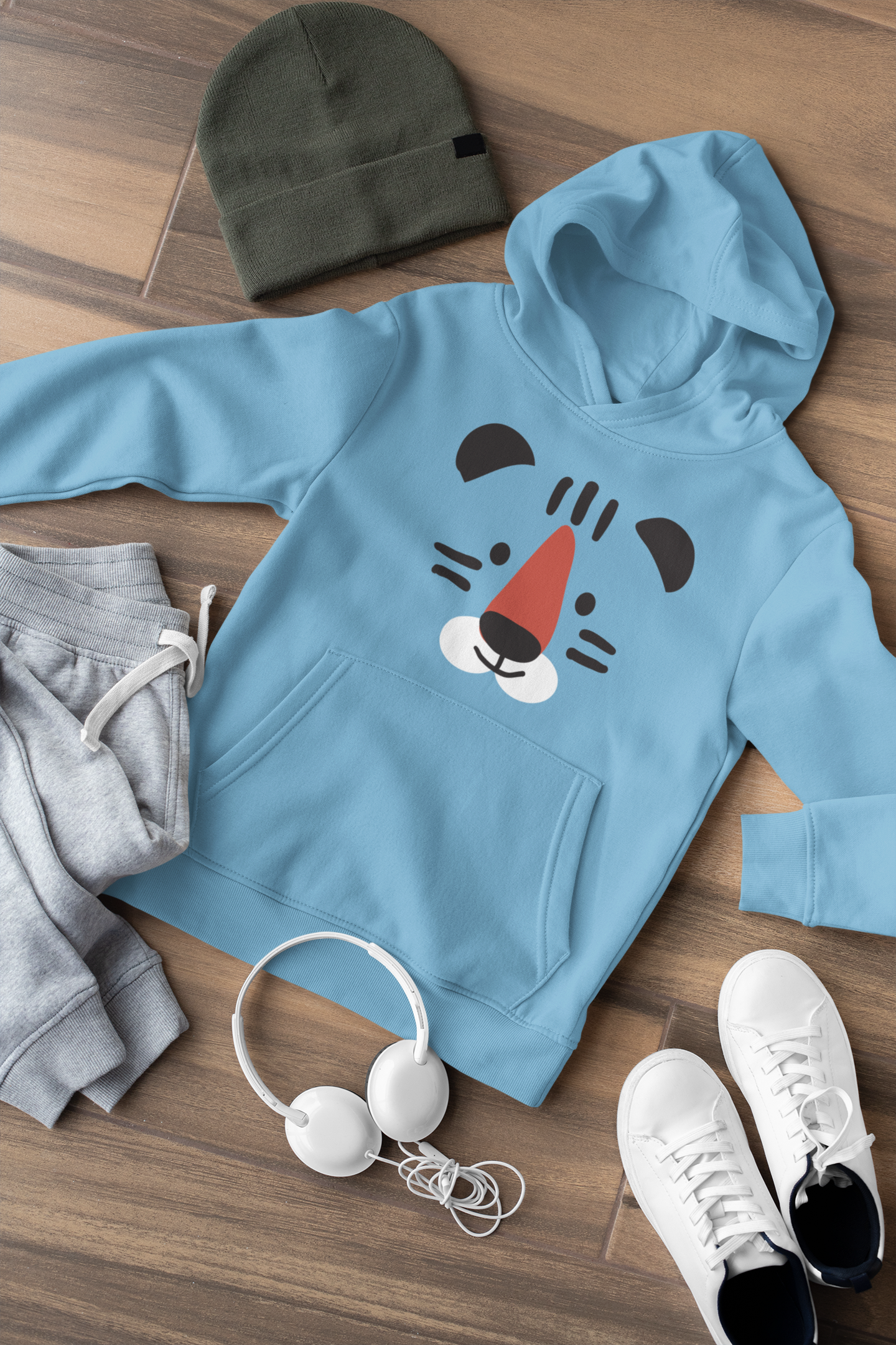 Cartoon Tiger Gesicht - Mini Cruiser Hoodie 2.0 Kinder Kapuzenpullover SK