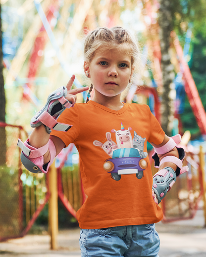 Camiseta infantil con estampado de dibujos animados de un cerdo, un conejo y un gato SK