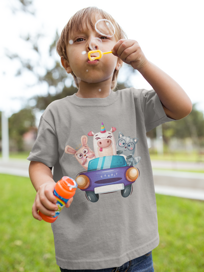Camiseta infantil con estampado de dibujos animados de un cerdo, un conejo y un gato SK