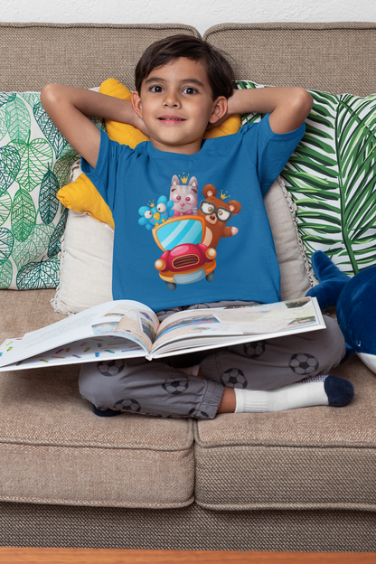 Cartoon Trio Vogel Baer Cat T-Shirt Kids SK