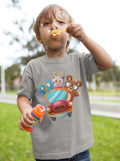 Cartoon Trio Vogel Baer Cat T-Shirt Kids SK