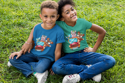 Cartoon Trio Vogel Baer Cat T-Shirt Kids SK