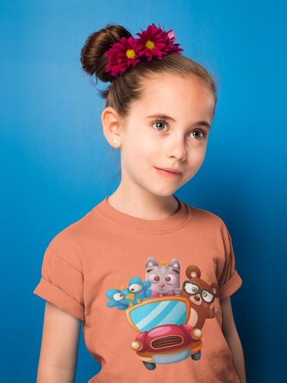 Cartoon Trio Vogel Baer Cat T-Shirt Kids SK